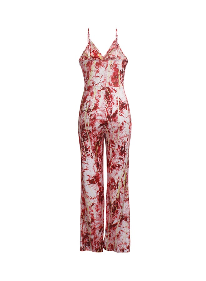 Fashion Sling V-Neck Jumpsuit Pink  - Image 3