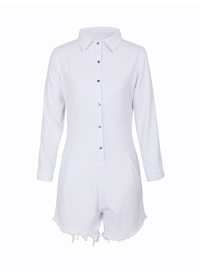 Fashion Slim Denim Suit White  - Image 1