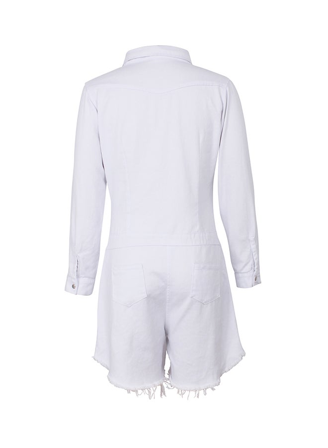 Fashion Slim Denim Suit White  - Image 3