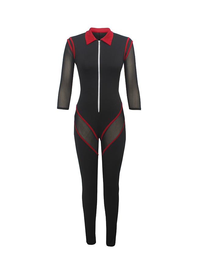 Fashion Slim Tight Leg Jumpsuit Red  - Image 1