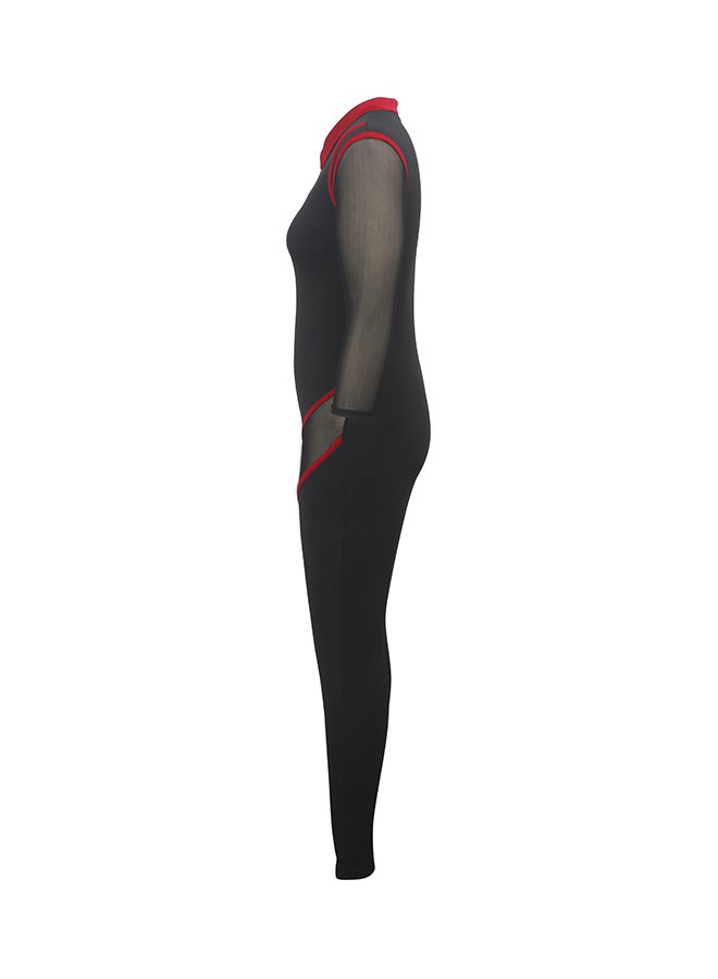 Fashion Slim Tight Leg Jumpsuit Red  - Image 2