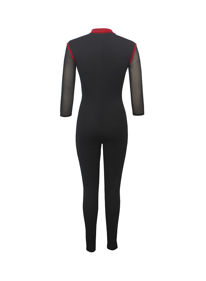 Fashion Slim Tight Leg Jumpsuit Red  - Image 3