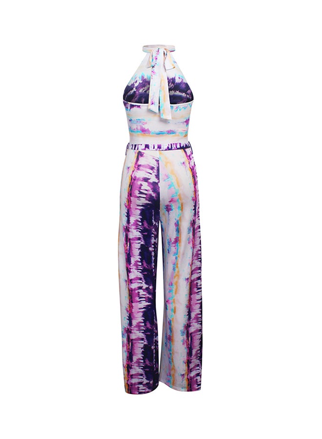 Generic - Sleeveless Long Pants Wide Leg Jumpsuit Purple - Image 1