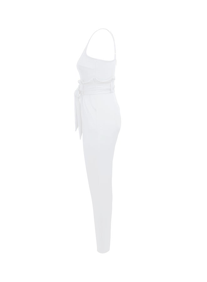 Fashion Classic Slim Jumpsuit White  - Image 2