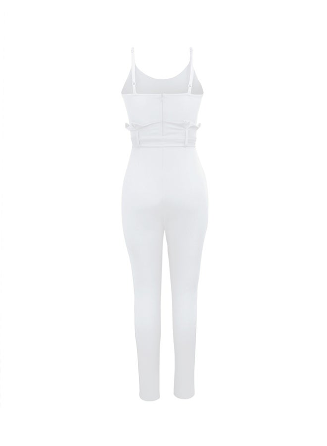 Fashion Classic Slim Jumpsuit White  - Image 3