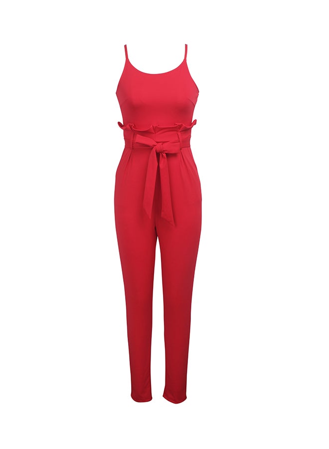 Fashion Classic Slim Jumpsuit Red  - Image 1