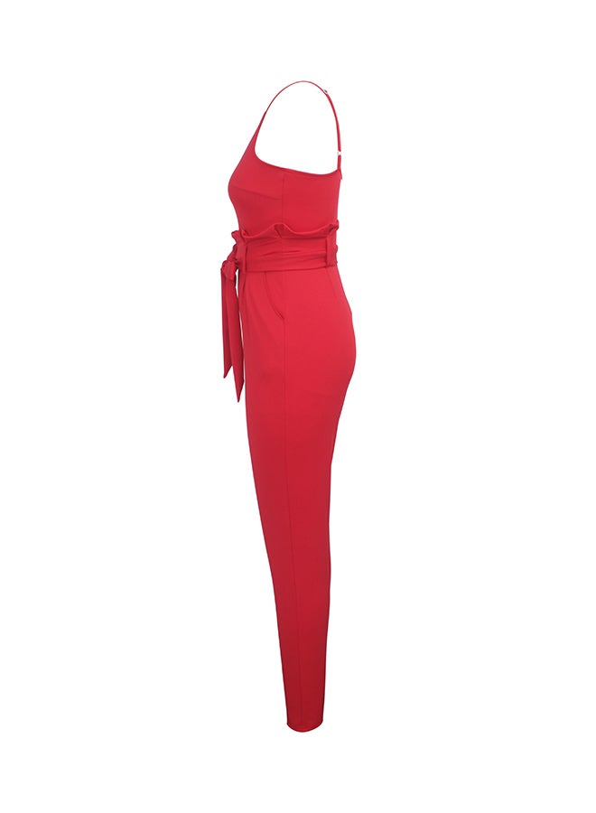 Fashion Classic Slim Jumpsuit Red  - Image 2