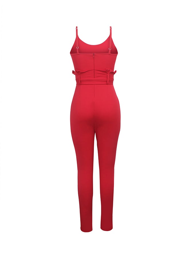 Fashion Classic Slim Jumpsuit Red  - Image 3