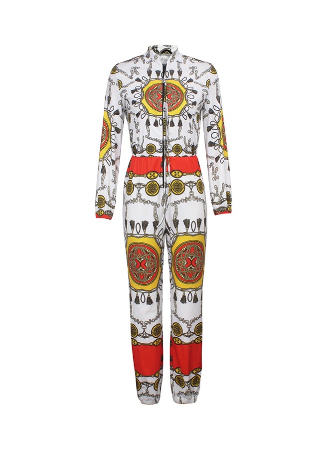 Fashion Positioning Printed Jumpsuit White - Image 1