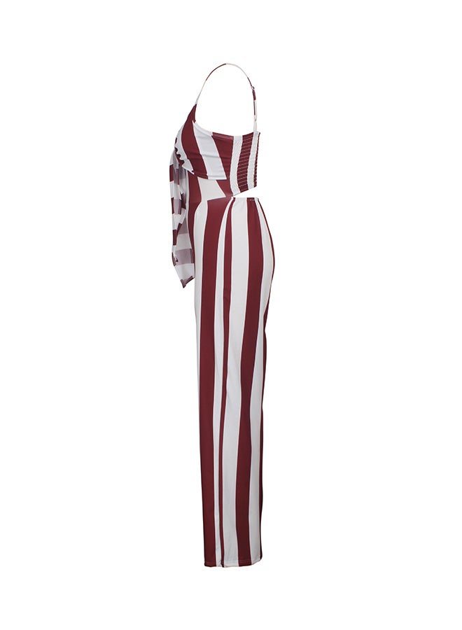 Sleeveless Long Pants Wide Leg Jumpsuit Wine Red  - Image 2