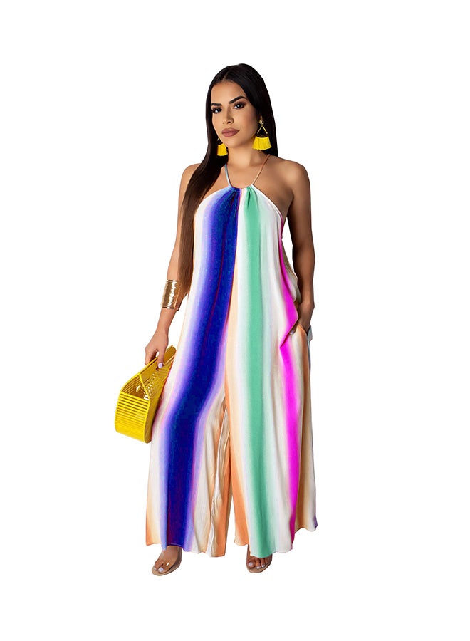 Halter Neck Wide Leg Jumpsuit Multicolour  - Image 1