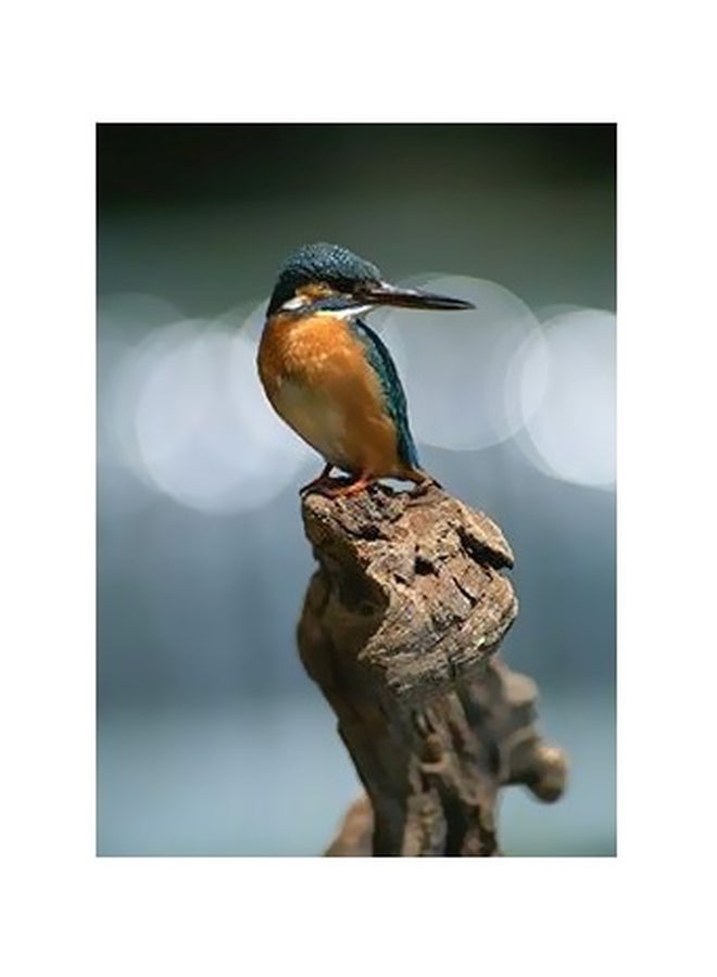 Decorative Wall Poster Brown/Blue/Yellow 24x18cm