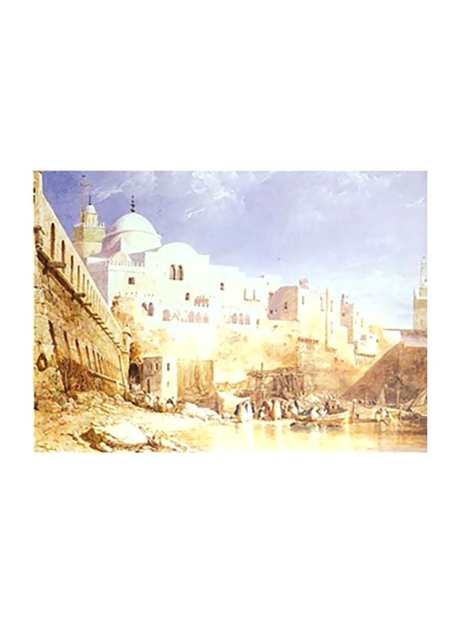 بوستر حائط للتزيين أصفر/أبيض/أزرق 40x60سم