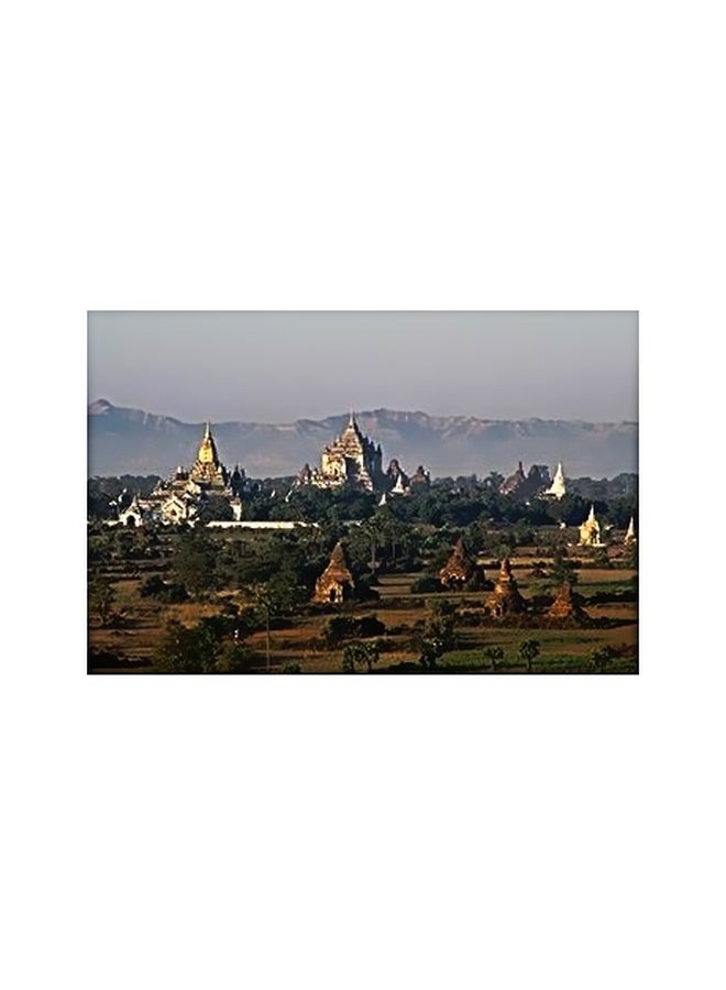 بوستر حائط للتزيين لون بني/ أخضر/ رمادي 24x18سم