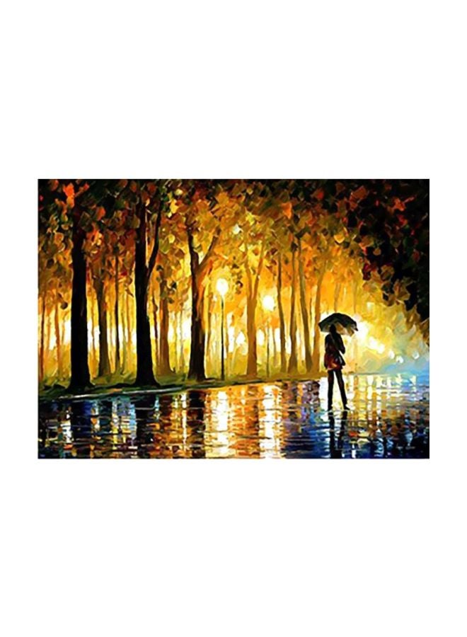 ماركة غير محددة لوحة فنية لديكور الحائط بني / أزرق/ أصفر 24x34سم 