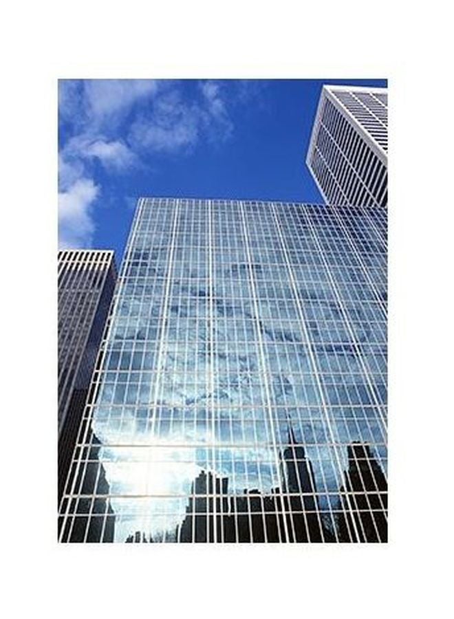 فوتو بلوك بوستر حائط للتزيين أزرق/أبيض/رمادي 34x24سم