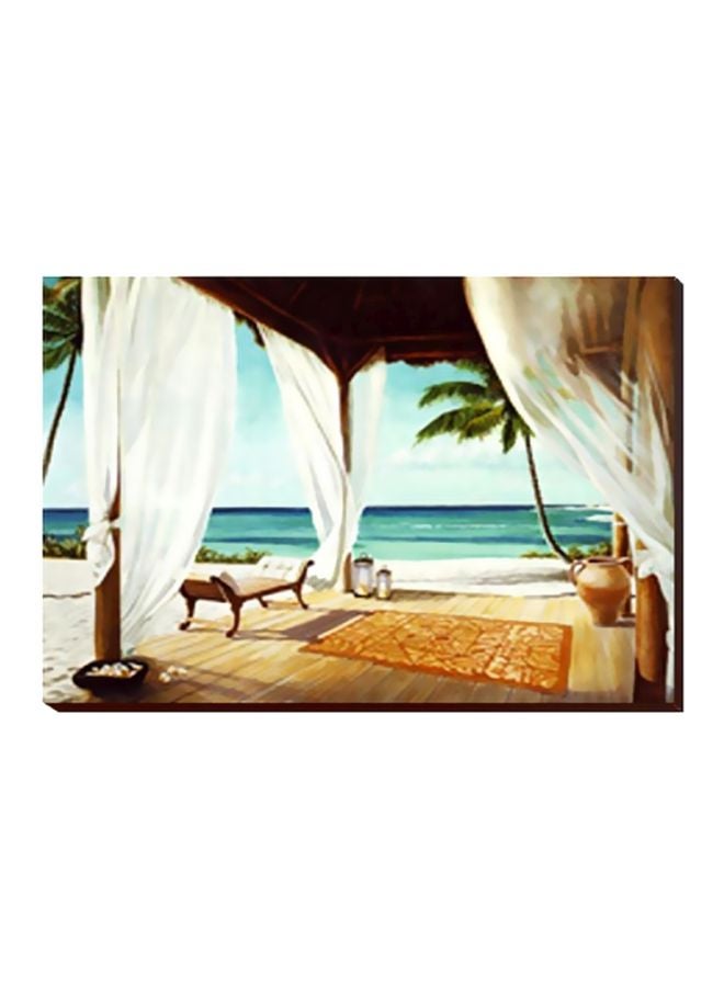 Decorative Wall Poster With Frame Blue/White 30x20cm