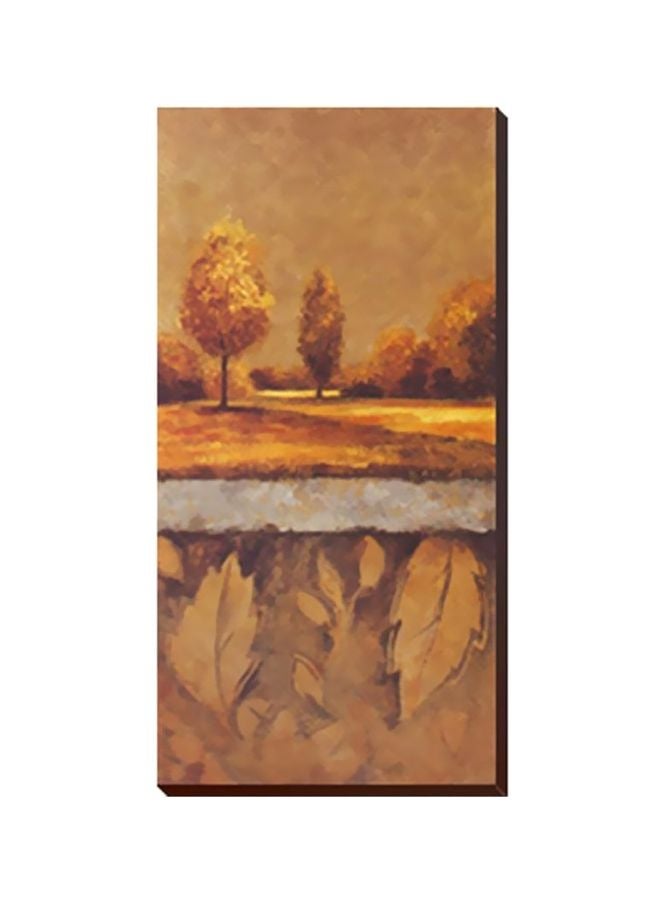 Decorative Wall Painting Brown/Yellow 13x45cm