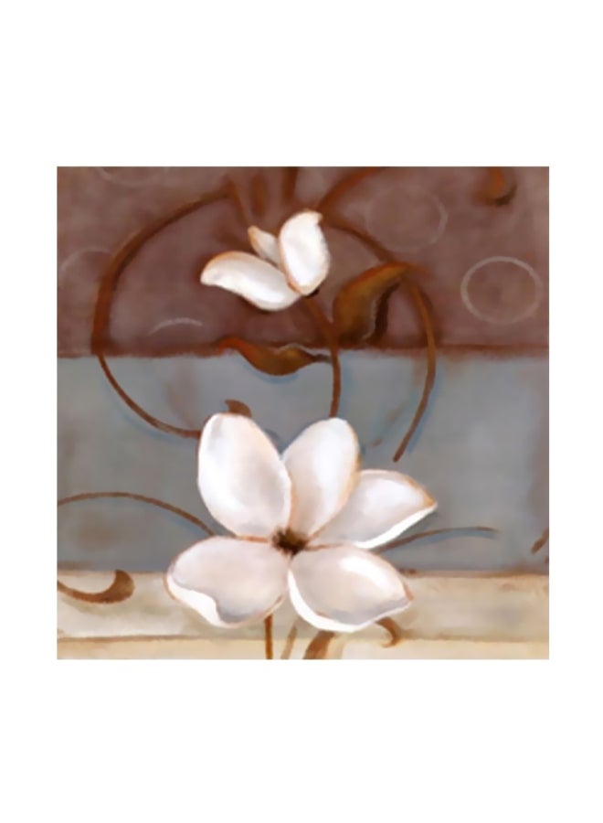 لوحة جدارية لتزيين الحائط مع إطار أبيض/بيج/بني 15x15سم