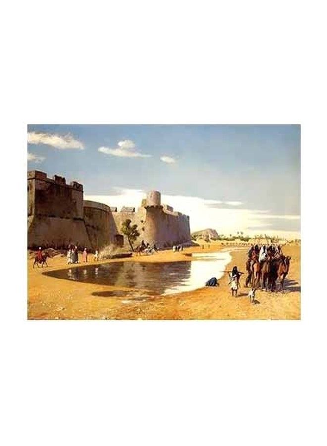 Decorative Wall Poster Blue/Yellow/Grey 24x18cm