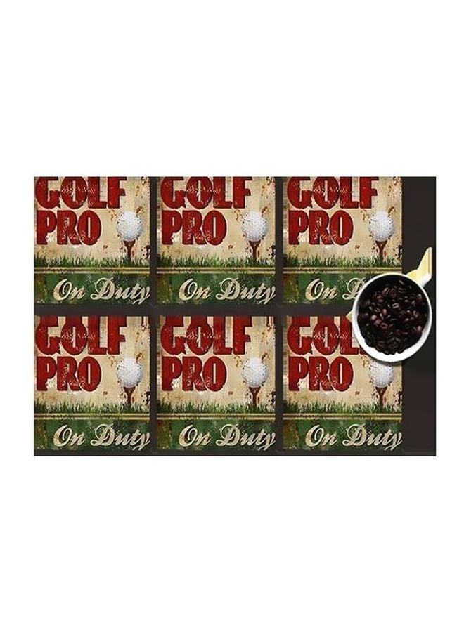 6-Piece Coasters Set Green/Red/Beige 7x7cm