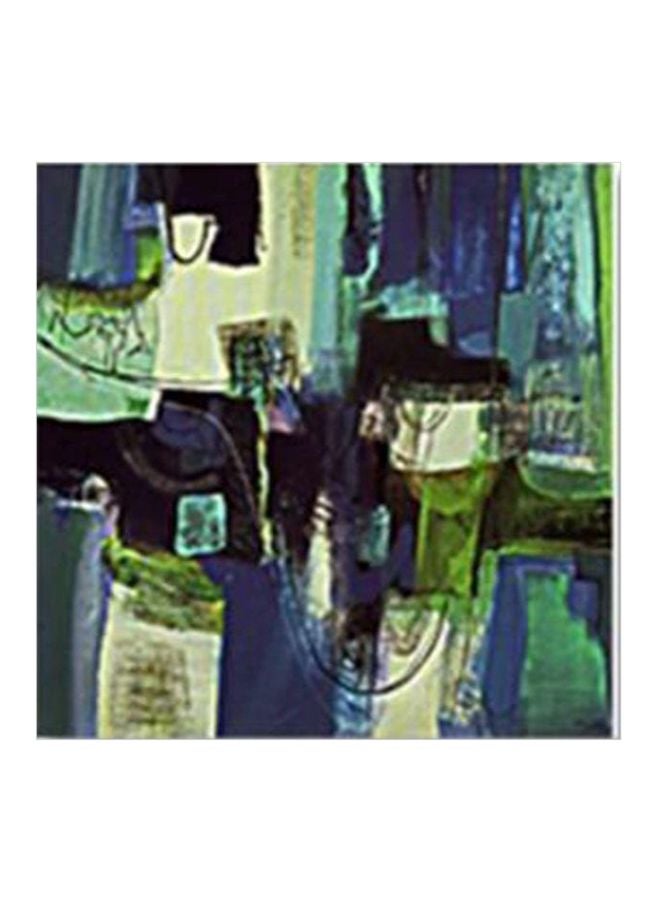 حاملة أكواب الشاي بنقشة تجريدية أزرق/أخضر/بيج 15x15سم