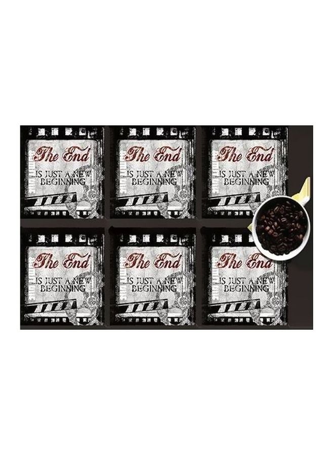 طقم قاعدة الأكواب 6 قطع رمادي / أسود / أحمر 7x7سم