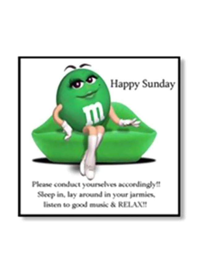 Decorative Wall Painting With Frame White/Green/Black 20x20cm