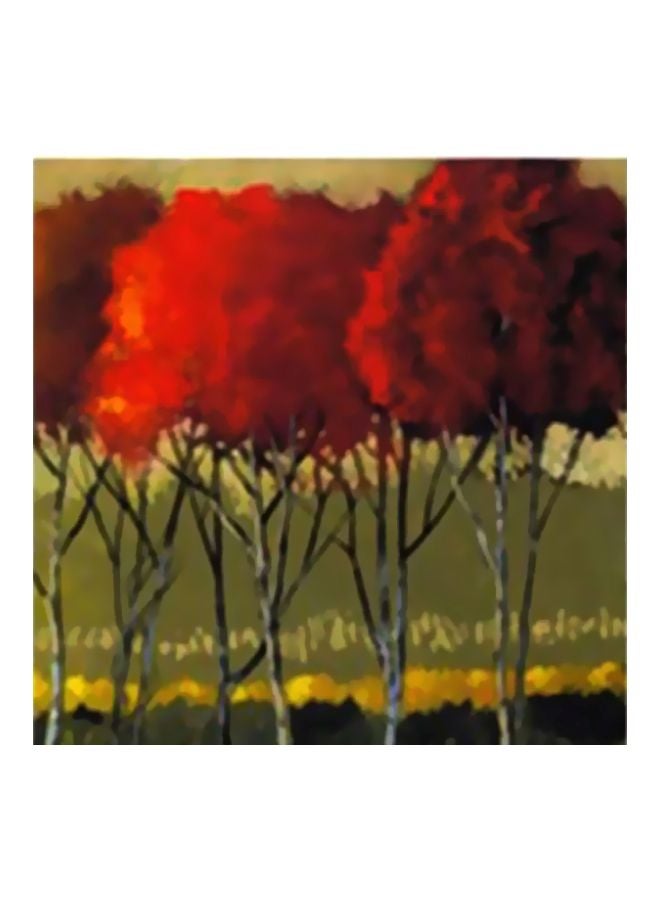 Decorative Wall Painting With Frame Green/Red/Yellow 34x34cm