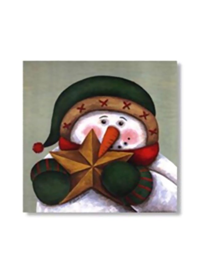 لوحة جدارية لتزيين الحائط مع إطار أخضر/أبيض/أحمر 15x15سم