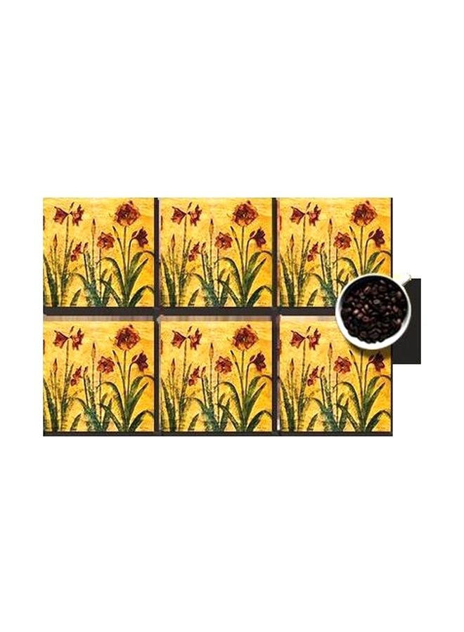 طقم قاعدة الأكواب 6 قطع بني/أخضر/أصفر 7x7سم