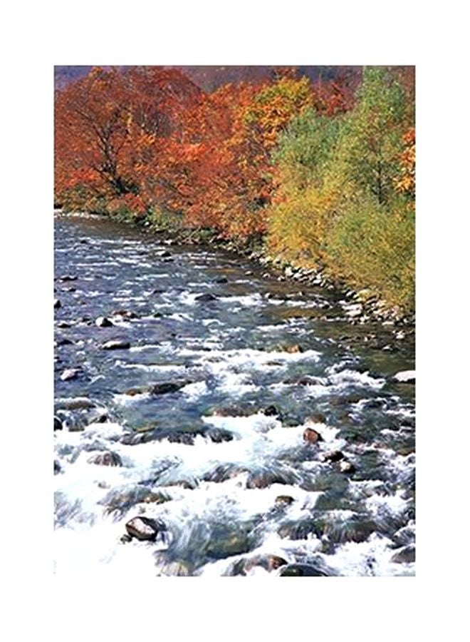 Decorative Wall Poster Green/White/Orange 15x20cm