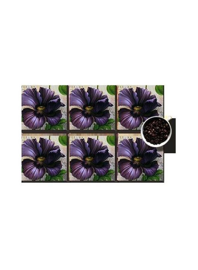 طقم قاعدة الأكواب 6 قطع أرجواني/أخضر/رمادي 7x7سم