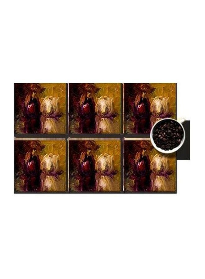 طقم قاعدة الأكواب 6 قطع متعدد الألوان 7x7سم