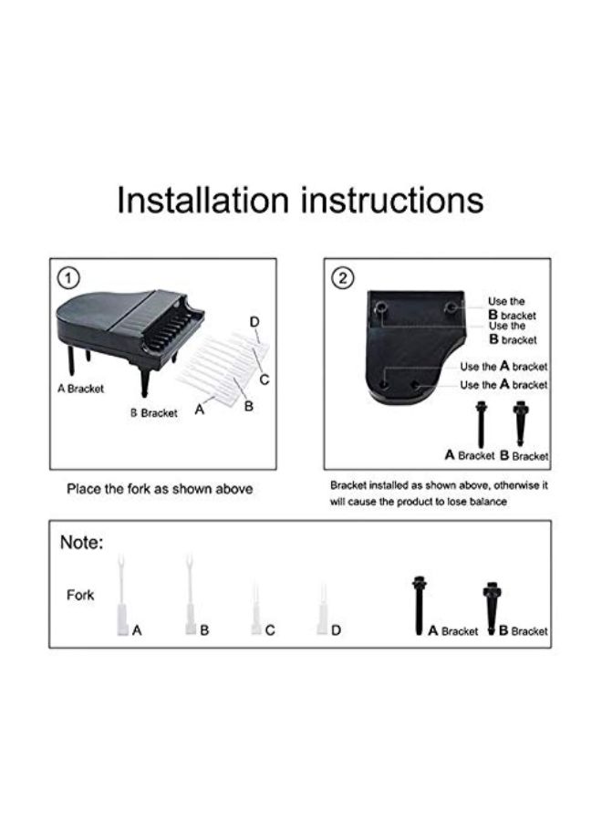 طقم شوك فاكهة على شكل بيانو أسود/أبيض - Image 2