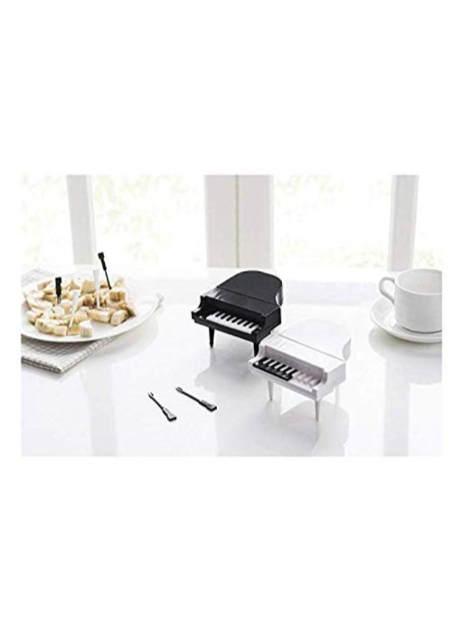طقم شوك فاكهة على شكل بيانو أسود/أبيض - Image 3