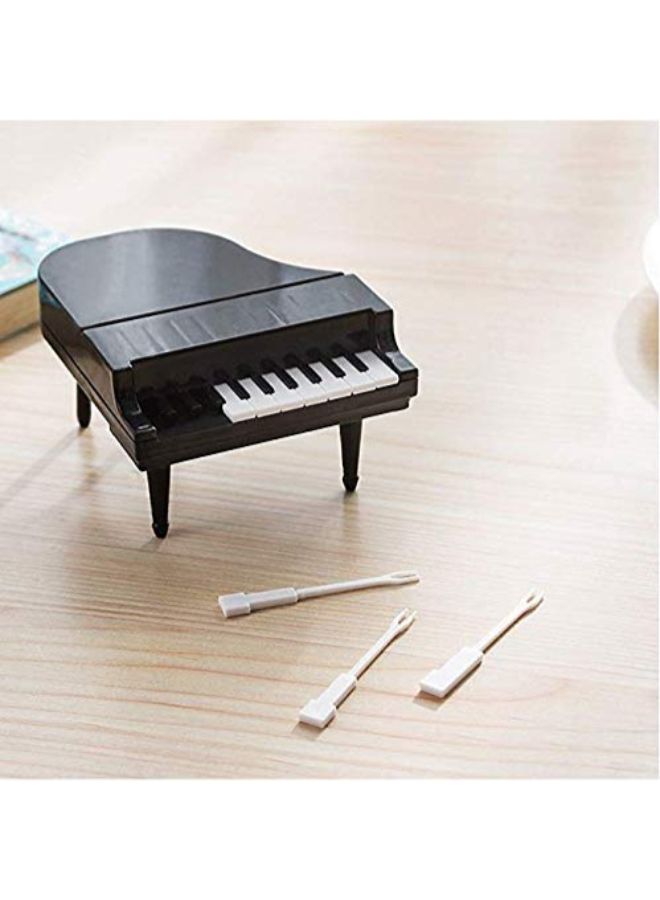 طقم شوك فاكهة على شكل بيانو أسود/أبيض - Image 4