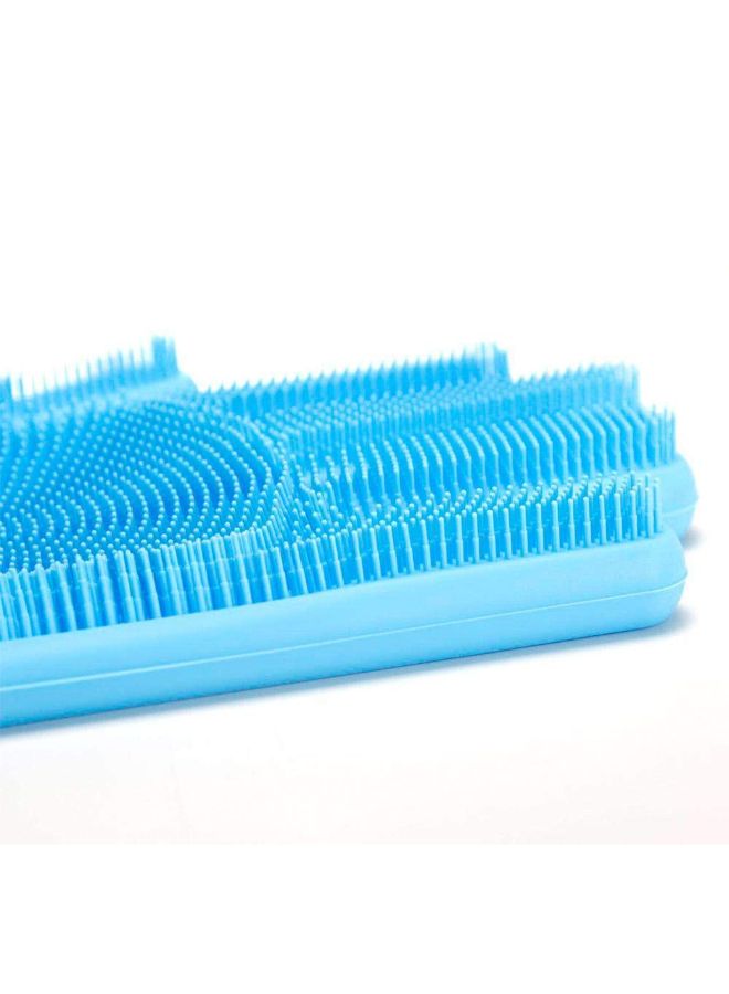 Generic Magic Silicone Gloves With Wash Scrubber Blue 13.6 x 6.1inch  - Image 2