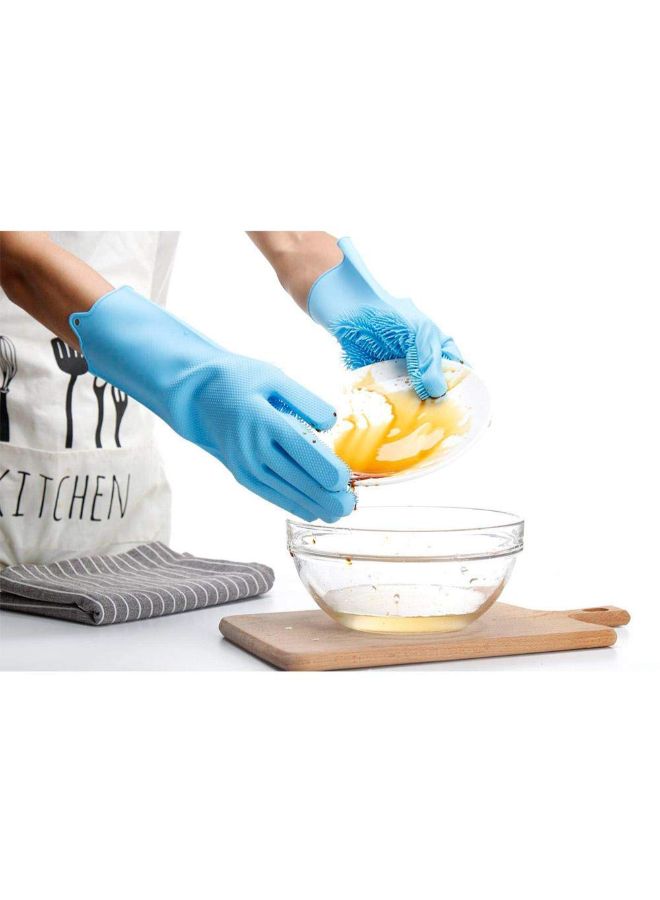 Generic Magic Silicone Gloves With Wash Scrubber Blue 13.6 x 6.1inch  - Image 4