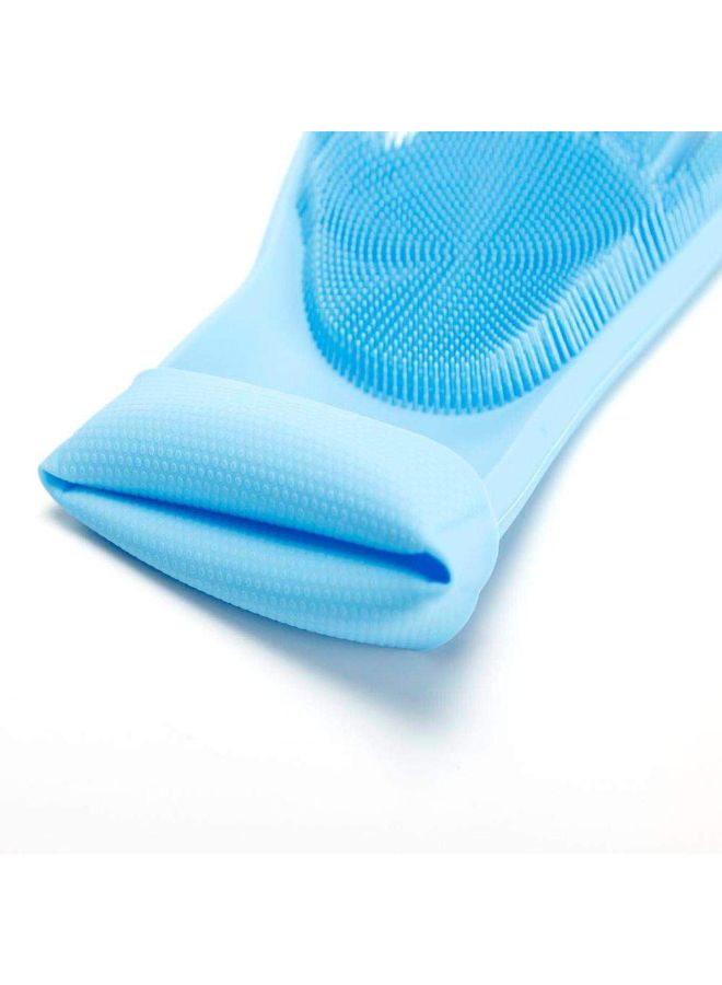 Generic Magic Silicone Gloves With Wash Scrubber Blue 13.6 x 6.1inch  - Image 3