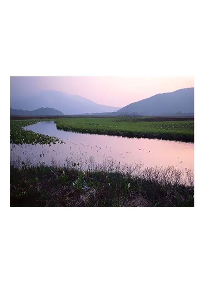 Decorative Wall Painting With Frame Beige/Green/Blue 20x15cm