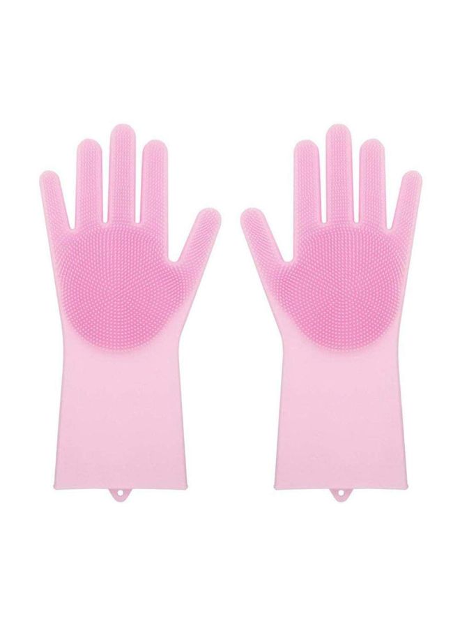 Magic Silicone Gloves With Wash Scrubber Pink 35.7 x 16.5centimeter - v1565951821/N29056255A_2