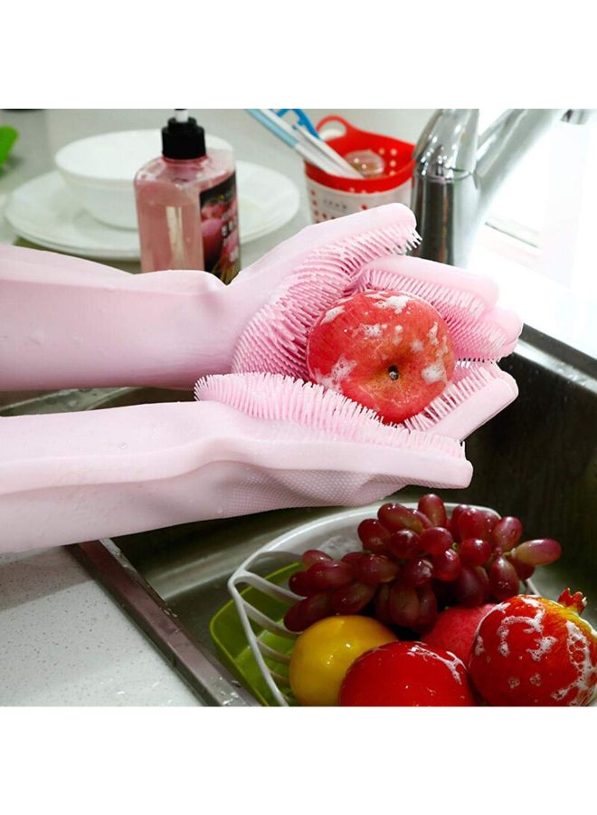 Magic Silicone Gloves With Wash Scrubber Pink 35.7 x 16.5centimeter - v1565951821/N29056255A_3