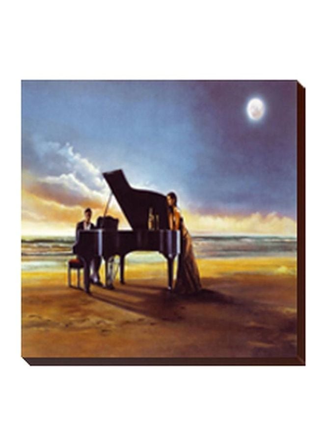 Photo Block Decorative Wall Painting With Frame Blue/White/Yellow 15x15cm 