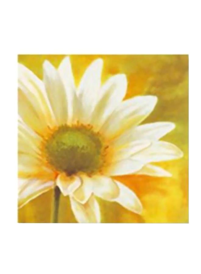 لوحة جدارية لتزيين الحائط مع إطار أصفر/ابيض 34x34سم