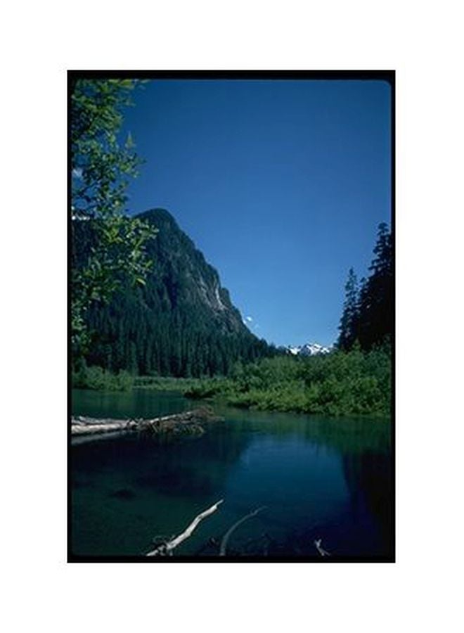 Decorative Wall Painting With Frame Blue/Green/Black 20x15cm