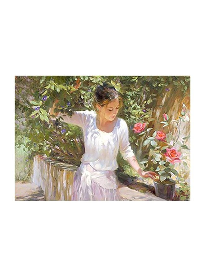 بوستر حائط للتزيين أخضر/أبيض/وردي 18x24سم