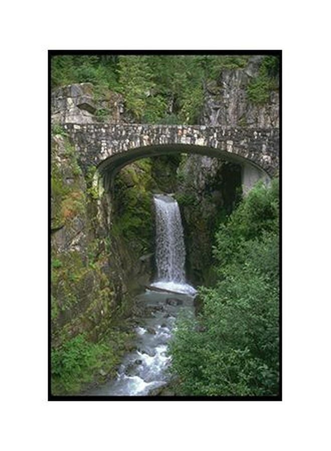 Decorative Wall Painting With Frame Blue/White/Brown 20x15cm