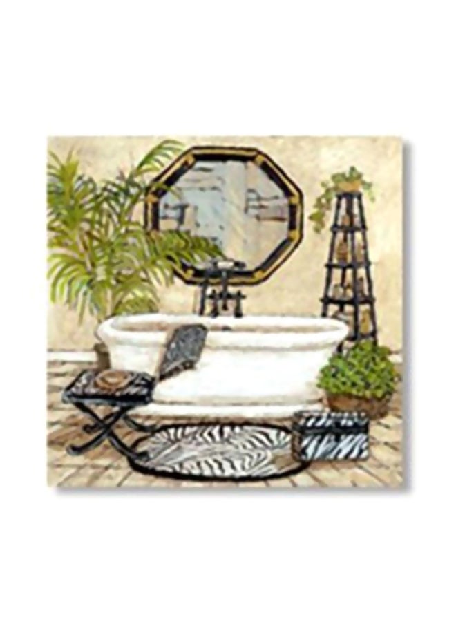 بوستر جداري للتزيين مع إطار أبيض/بيج/أخضر 15x15سم