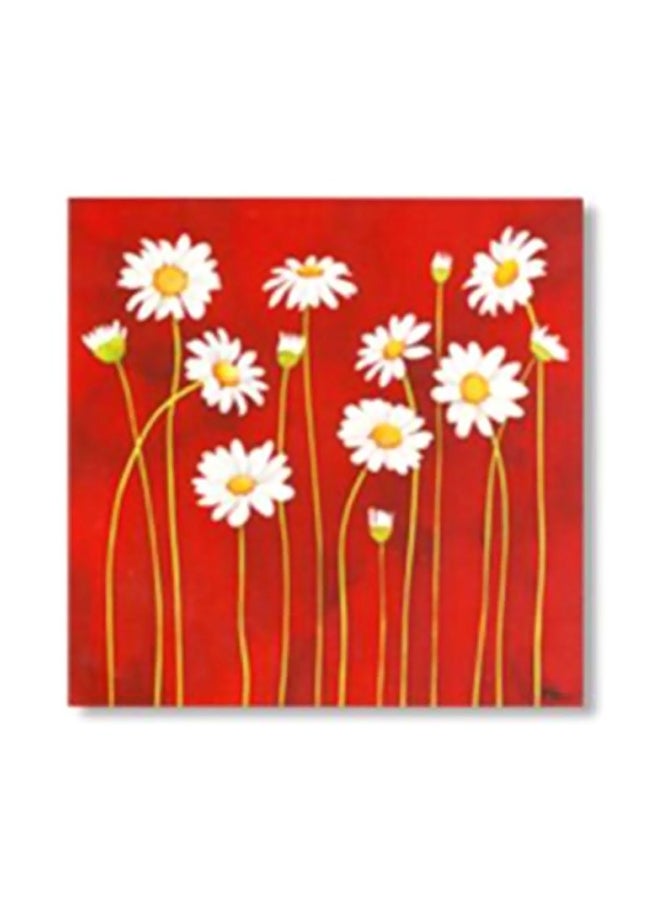 Decorative Wall Poster With Frame Red/White/Yellow 24x24cm